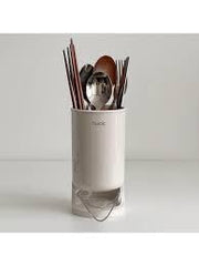 Self-Draining Utensil Drying Rack for Kitchen Counter, Compact and Durable, Beige, Perfect for Flatware & Silverware Durable and Compact Utensil Holder for Silverware, Draining Cup, 1 Pack
