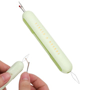 2 in 1 Needle Threader Seam Ripper, Integrated Seam Remover & Needle Threading Tool Seam Opener Sewing Device for Hand Sewing Crafting Knitting Cross Stitch Quilting Supplies (Green)