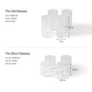 Fable Glassware Set - Includes 4 Tall Glasses and 4 Short Glasses - Lightweight, Dishwasher Safe, Glass Cups Bundle