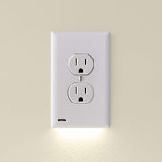 4 Pack - SnapPower GuideLight [For Duplex Outlets] - Replaces Plug-In Night Light - Electrical Receptacle Wall Plate With LED Night Lights - Auto On/Off Sensor - (Duplex, White)