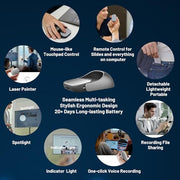 Cheerdots2 Bluetooth Detachable Air Mouse Touchpad Mouse with Voice Recording, Presentation Clicker Wireless Presenter Presentation Remote with Laser Pointer for Mac, Windows (Basic, Silver)