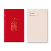 Midori 12851006 Diary, 5 Year Consecutive Door, Red