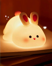 Daixinde Big Face Rabbit Night Light, Cute Bunny Gifts, Silicone Squishy Rabbit Lamp, Rechargeable Dimmable Animal Nightlight, Baby Night Light for Nursery Breastfeeding Bedroom Living Room