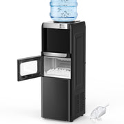 COWSAR 3-in-1 Water Cooler with Ice Maker, Hot & Cold Top Loading, Water Dispenser for 5 Gallon Bottle, 33LBS/24H Ice Maker with Child Safety Lock, Black