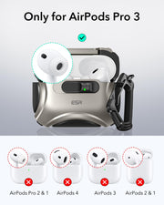 ESR for AirPods Pro 3 Case (2025), Compatible with Airpods Pro 3rd Generation Case (USB-C Cable), Effortless MagSafe, Drop-Proof Lock, Easy Open, Cyber Series, Titanium