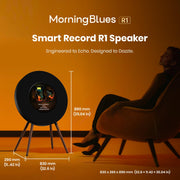 MorningBlues Record R1 Vinyl-Style Bluetooth Speaker, 2.1 Stereo Hi-Fi, Album Art Animation with Dynamic Mood Lyrics, Wi-Fi & Bluetooth, Home Audio & Décor
