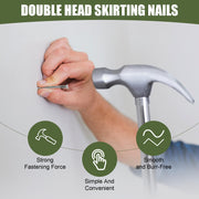 600 pcs Double-Headed Skirting Nails with 6 Sleeve Tools - Invisible Seamless Baseboard Installation Nails for Trim & Boards, 2-Sided Design (Value Pack)