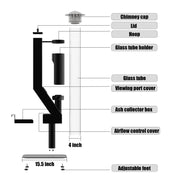 Smokeless Wood Pellet Patio Heater, Spiral Swirling Flame Glass Tube Fire Pit for Patio/Garden/Backyard, Anti-Tip Steel Base with Adjustable Feet, Outdoor Use Only