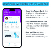 Willo Fully Automatic Kids U-Shaped Electric Toothbrush - 2 Brushing Timers, Deep-Cleans, Consistent Results, Eliminates Brushing Mistakes - Berry Splash (Small - Kids Ages 5-7 Years)