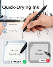 STAGEEK Black Gel Pens, 12Pcs Fine Point Smooth Writing Pens with 3 Extra Refills, Quick Dry Black Ink Pens for Journaling, Office, Note Taking, School Supplies, Nurse Aesthetic(Black)