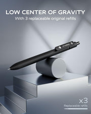 STAGEEK Black Gel Pens, 12Pcs Fine Point Smooth Writing Pens with 3 Extra Refills, Quick Dry Black Ink Pens for Journaling, Office, Note Taking, School Supplies, Nurse Aesthetic(Black)