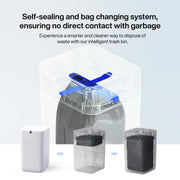 Airdeer Automatic Trash Can, 4 Gallon Self Sealing and Self-Changing Smart Trash Can, Motion Sensor, Touchless Garbage can with lid for Kitchen Bathroom Office, 6 Refill Rings(A1, Golden line)