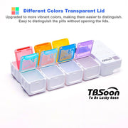 7 Day Medicine Pill Organizer, 4 Reminder Alarms, Loud Sound, 7 Large Compartments, Large Screen, Moisture-Proof, Dust-Proof, Travel Weekly/Daily Pill Box/Organizer/Case/Container/Dispenser, TBSoon
