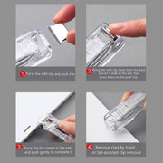KetterlePPE Handheld Paper Clam Clip Dispenser, Portable Fast Paper Clipper with 50 Reusable Silver Metal Clips for Desktop Document Office/School/Home.