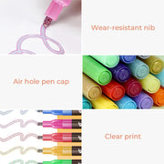 Marker Pen for Highlight, Outline Shimmer Markers Double Line Self-Outline Metallic Glitter Pens Super Squiggles Glitter Marker Set for Card Scrapbook Craft Arts Supplies(48)