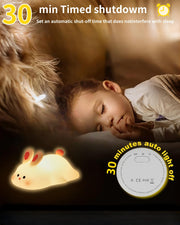 Daixinde Big Face Rabbit Night Light, Cute Bunny Gifts, Silicone Squishy Rabbit Lamp, Rechargeable Dimmable Animal Nightlight, Baby Night Light for Nursery Breastfeeding Bedroom Living Room