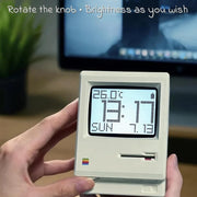 Bellatte Maclock WB-8 Retro Pixel Alarm Clock - 1984 Computer Style Desk Clock with Pixel LCD, Multiple Alarms, Calendar, Temperature, Adjustable Brightness, USB Desk Clock, Unique Tech Gift