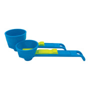 Slide Scoop the original measuring scoop + funnel No spill preparation of protein powder, workout & sports drinks, baby formula & kcup refill Mess & Spill free - (Set of 1 & 2 Tablespoon)