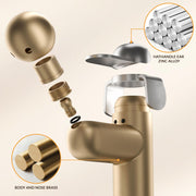 KINSE Bathroom Sink Faucet, Dog-Shaped Faucet Single-Handle Single -Hole Faucet 9/16" Connection, with Flexible Flexible Hose，360° Rotatable Spout, Suitable for Vanity Sink，Kids Room (Yellow