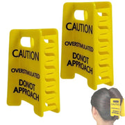 Overstimulated Caution Sign Hair Claw Clip, Funny Yellow Warning Hair Clip for Thick Hair,Gag Gift for Women, Friends (2PCS)