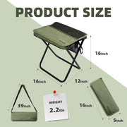 Yoosure 16" Extra Tall Portable Folding Stool for Adults, X-Large Collapsible Camping Chair with 3 Storage Pockets, Heavy Duty Travel Seat for Fishing, Hiking, Gardening