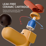 KINSE Bathroom Sink Faucet, Dog-Shaped Faucet Single-Handle Single -Hole Faucet 9/16" Connection, with Flexible Flexible Hose，360° Rotatable Spout, Suitable for Vanity Sink，Kids Room (Yellow