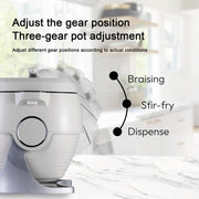 Portable Automatic Stir Fry Cooker, 2000W 6L Automatic Cooking Machine, One-Click Smart Start, Three Speed Adjustable, 360° Automatic Rotation, for Stir Frying, Stewing