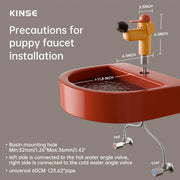 KINSE Bathroom Sink Faucet, Dog-Shaped Faucet Single-Handle Single -Hole Faucet 9/16" Connection, with Flexible Flexible Hose，360° Rotatable Spout, Suitable for Vanity Sink，Kids Room (Yellow