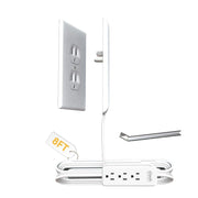 Sleek Socket Original & Patented Pet Proofing Outlet & Plug Concealer with Protective Cord Clips, 8-Foot Flat Extension Cord with Multiple Outlets, Safeguard from Chewing Dangerous Cords