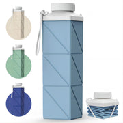 Mefold POMKAKA Collapsible Water Bottles 24.3oz(720ml), 2nd Generation Leakproof BPA-Free Travel Water Bottle,Lightweight Reusable Water bottle for Travel Cycling Gym Camping Sports,Blue