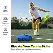 HISKI Tennis Balls Training Baseboard, Tennis Rebounder with Weighted Base, Tennis Trainer Balls with String, Tennis Trainer Rebound Ball Set, Solo Practice Reaction Kit/Ball (Blue*1PC)