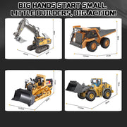 Mudsterz Excavator, 2025 New Mudsterz Trucks with Cool Lights and Sounds, Complete Control Over The Construction Site, Alloy Material, 2.4ghz Remote, Little Builders, Big Action (A+B+C+D)