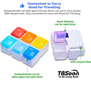7 Day Medicine Pill Organizer, 4 Reminder Alarms, Loud Sound, 7 Large Compartments, Large Screen, Moisture-Proof, Dust-Proof, Travel Weekly/Daily Pill Box/Organizer/Case/Container/Dispenser, TBSoon