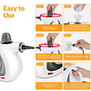 Handheld Pressurized Steam Cleaner with 12 pcs Accessories, Steamer for Cleaning, Steam Cleaner for Home Use, Steamer for Cleaning Car, Furniture, Floor, Upholstery, Grout and Tile, Deep Gray