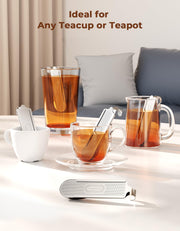 Feelife Tea Infuser for Loose Leaf Tea, 2-in-1 Tea Scoop Infuser Fine Mesh Tea Strainers for Loose Tea Single Cup, 304 Stainless Steel Loose Leaf Tea Steeper