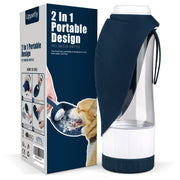 Dog Water Bottle, Portable Pet Water Bottle with Food Container and Drinking Feeder, Leak Proof, BPA-Free, Foldable Puppy Water Cup Dispenser for Outdoor Walking, Travel, Hiking 20OZ
