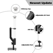 Smokeless Wood Pellet Patio Heater, Spiral Swirling Flame Glass Tube Fire Pit for Patio/Garden/Backyard, Anti-Tip Steel Base with Adjustable Feet, Outdoor Use Only