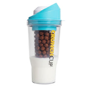 CRUNCHCUP XL Blue - Portable Plastic Cereal Cup for Breakfast On the Go, To Go Cereal and Milk Container, No Spoon or Bowl Required