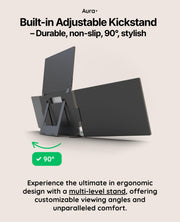 Aura Displays Triple Boost 14” Pro | Premium Triple Portable Monitor Extender | Full Aluminum | Quad Screens | 3×14” FHD 1080P HDR IPS | USB-C & HDMI | Compatible with 11”-18” Laptops