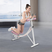 Ab Workout Machine, Dual Track Adjustable Abdominal Trainer with LED Monitor, 3 Level Core Toner Foldable Fitness Equipment with 330lb Load Capacity, Waist Cruncher for Home Gym Office Workout (Pink)
