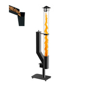 Smokeless Wood Pellet Patio Heater, Spiral Swirling Flame Glass Tube Fire Pit for Patio/Garden/Backyard, Anti-Tip Steel Base with Adjustable Feet, Outdoor Use Only