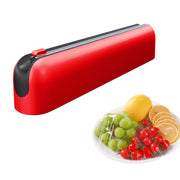 Quasziwa Aluminum Foil & Plastic Wrap Dispenser with Cutter - Easy One-Hand Operation, Space-Saving Kitchen Organizer for Worktops & Cabinets, Magnetic Cling Film Dispenser - Fits 12" Rolls, Red
