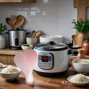 Tumbler Anti-Stick Rice Spoon & Paddle - Standing, Heat Resistant, Easy Clean Nonstick Rice Cooker Spoon, Scooper for Kitchen, Serving Spatula (white)