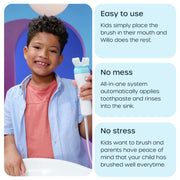 Willo Fully Automatic Kids U-Shaped Electric Toothbrush - 2 Brushing Timers, Deep-Cleans, Consistent Results, Eliminates Brushing Mistakes - Berry Splash (Small - Kids Ages 5-7 Years)