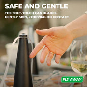Fly Away - 2 Pack Outdoor Fly Repellent Fan, Outside or Inside Table use, Restaurant, Barbeque, Events, Deter Flies, Wasps, Bees, Other Moscas and Bugs Away, Battery Operated, Tabletop, Hanging Hook.
