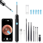 Ear Wax Removal - Earwax Remover Tool with 8 Pcs Ear Set - Ear Canal Cleaner with 1080P Camera - FSA HSA Eligible - Ear Cleaning Kit with 6 Ear Spoon - Ear Camera for iOS & Android (Black)