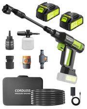 Portable Pressure Washer Cordless 2 Batteries - 1200PSI Brushless Battery Powered Power Washer with 6-in-1 Nozzle, Foam Cannon, 3 Power Level, Hand Held Pressure Washer for Cars Patio Driveway