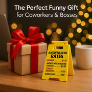 VDOR Office Desk Accessories Sign: Funny Gag Gifts Mini ANSWER DESK RATES Sign for Coworker & Boss – Cubicle Decor Home Office