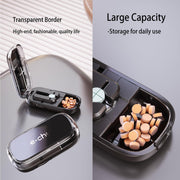 Pill Cutter Splitter for Small and Tiny Pills - 1/2 & 1/4 Adjustable Pill Splitter with Centering Device for Cutting Multiple Pills, Accurate Alignment and Easy to Use (Black)