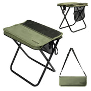 Yoosure 16" Extra Tall Portable Folding Stool for Adults, X-Large Collapsible Camping Chair with 3 Storage Pockets, Heavy Duty Travel Seat for Fishing, Hiking, Gardening